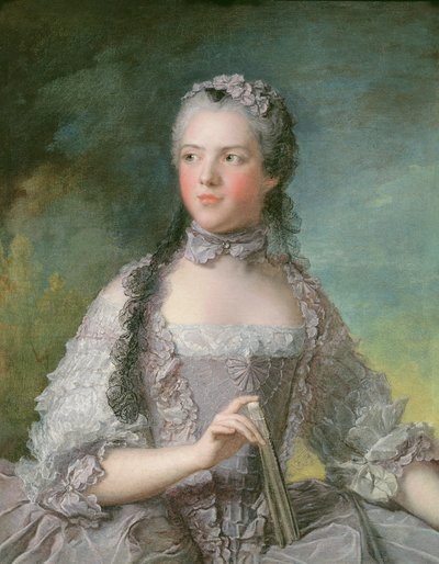 Retrato, de, adelaide, de, frança, (1732-1800), com, um, ventilador, 1749 de Jean Marc Nattier